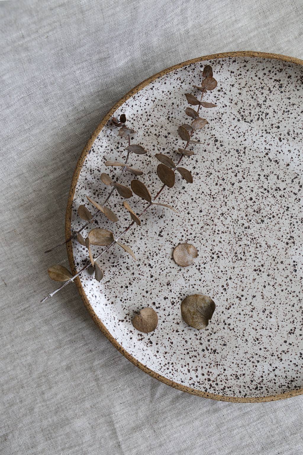 Speckled Matte White Handmade Dinner Plate