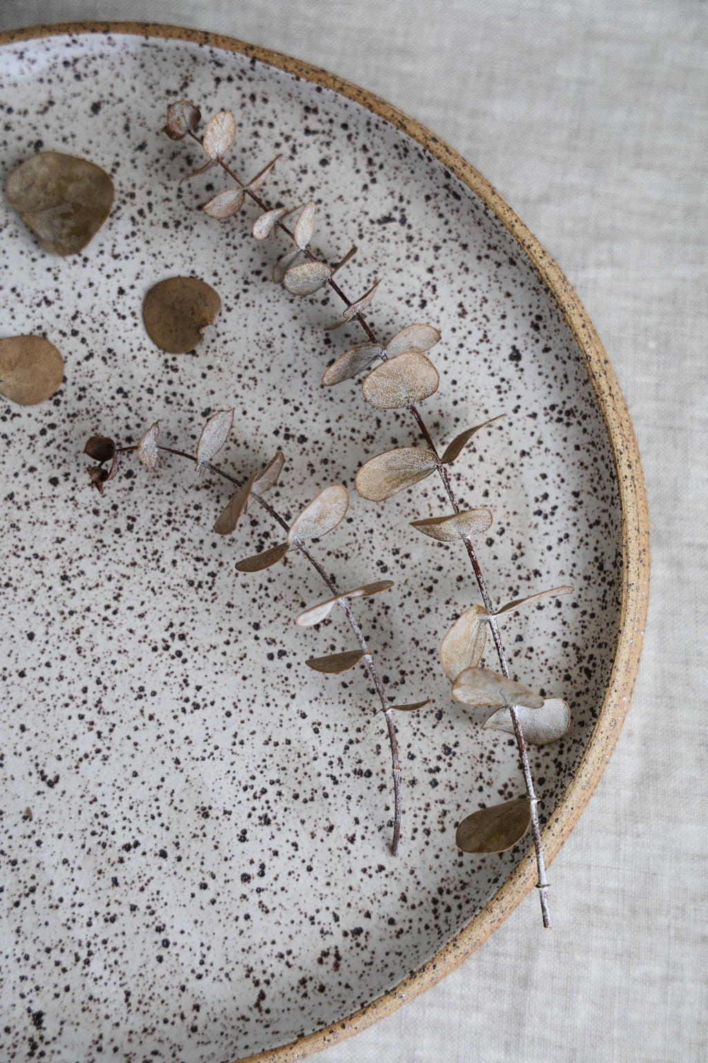 Speckled Matte White Handmade Dinner Plate