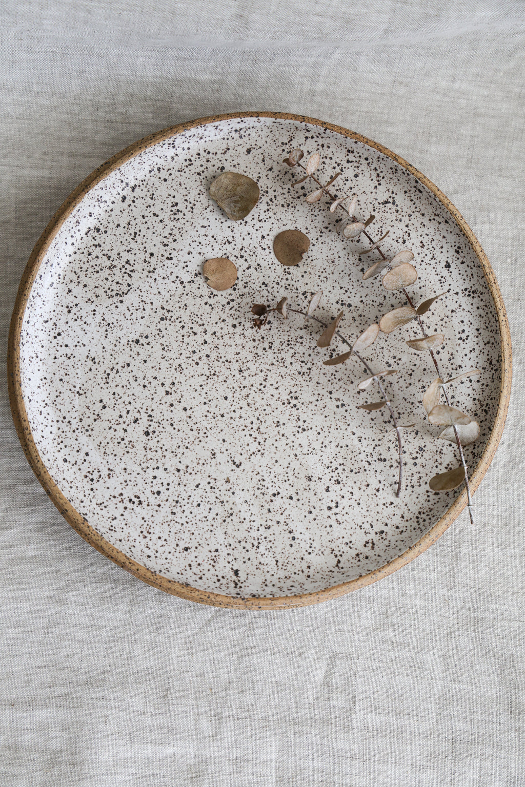 Speckled Matte White Handmade Dinner Plate