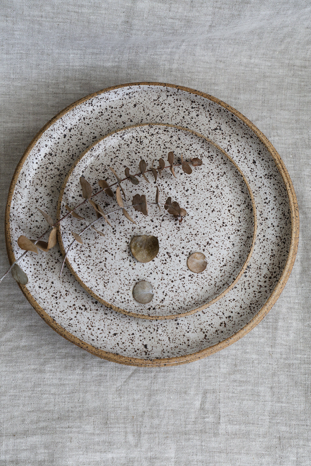 Speckled Matte White Handmade Dinner Plate