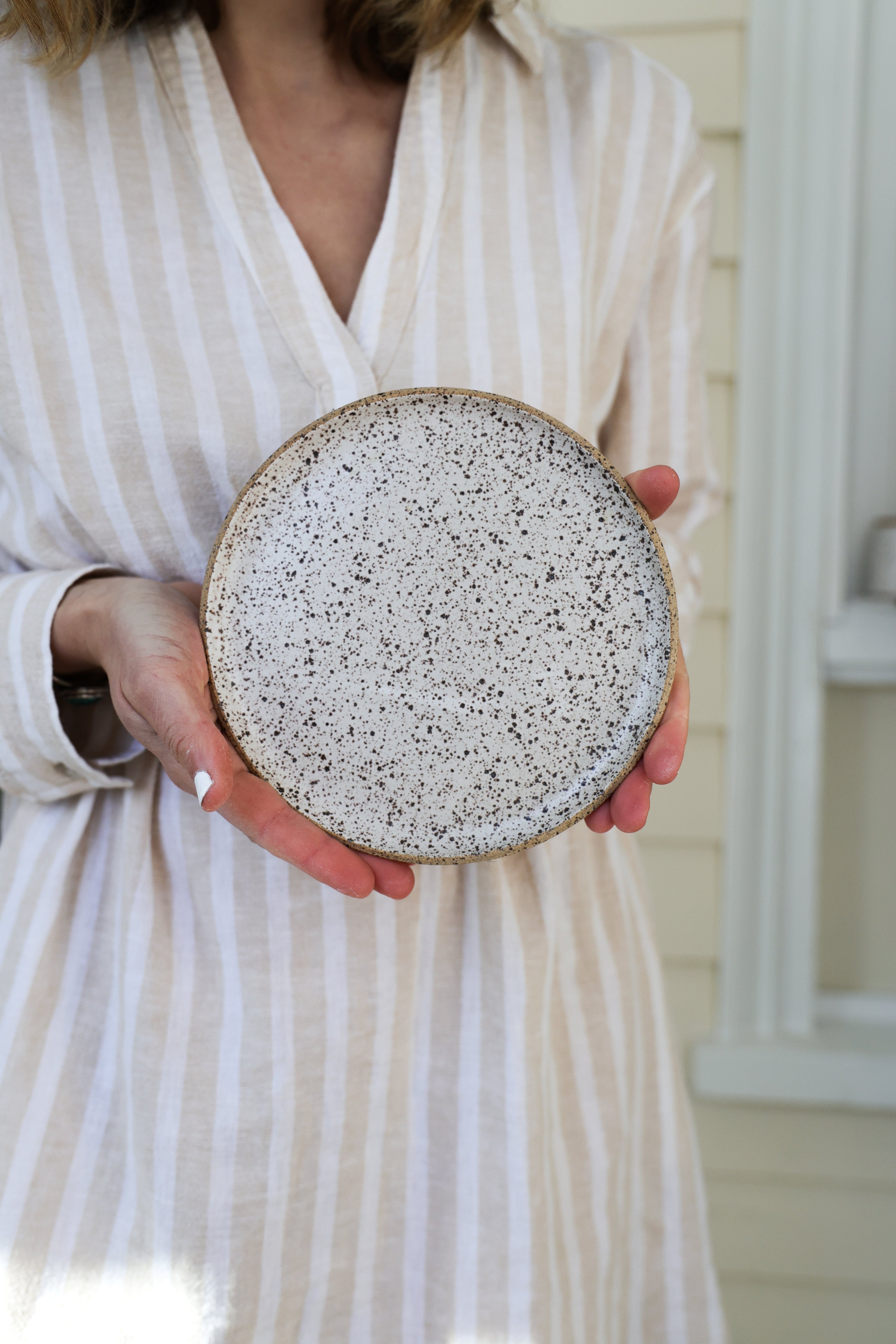 Speckled Matte White Handmade Appetizer Plate
