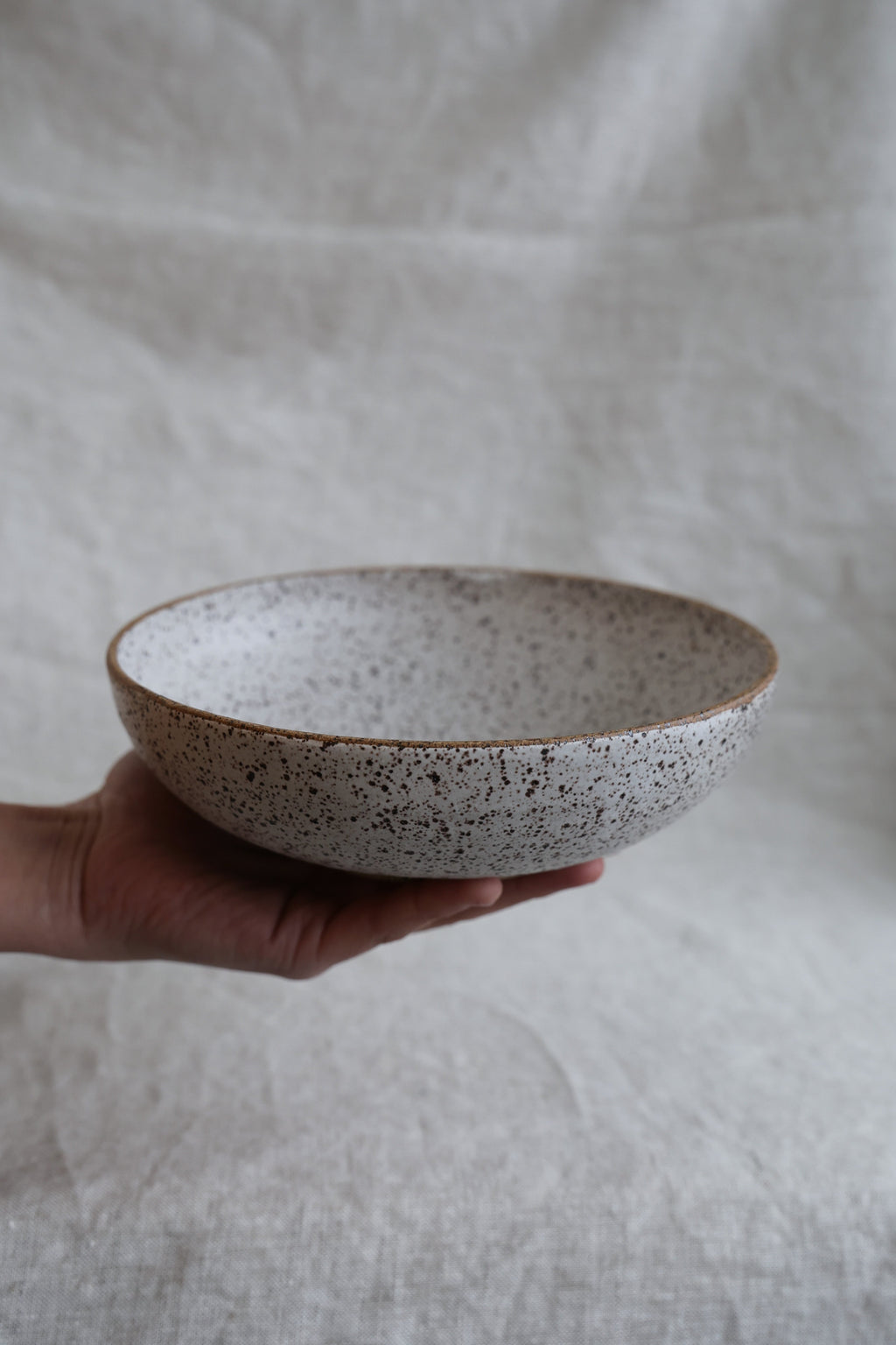 Speckled Matte White Handmade Pasta Bowls