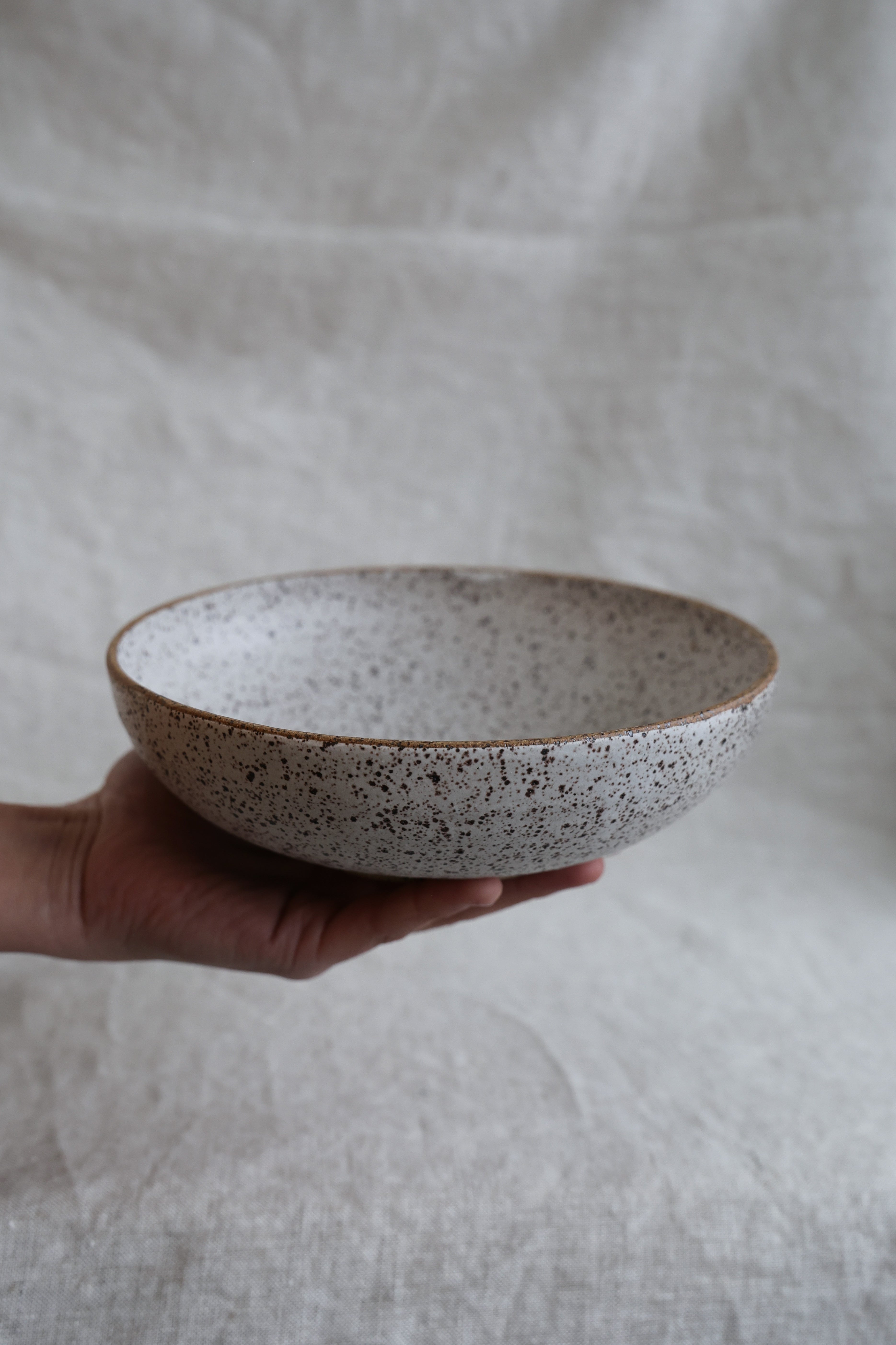 Speckled Matte White Handmade Pasta Bowls