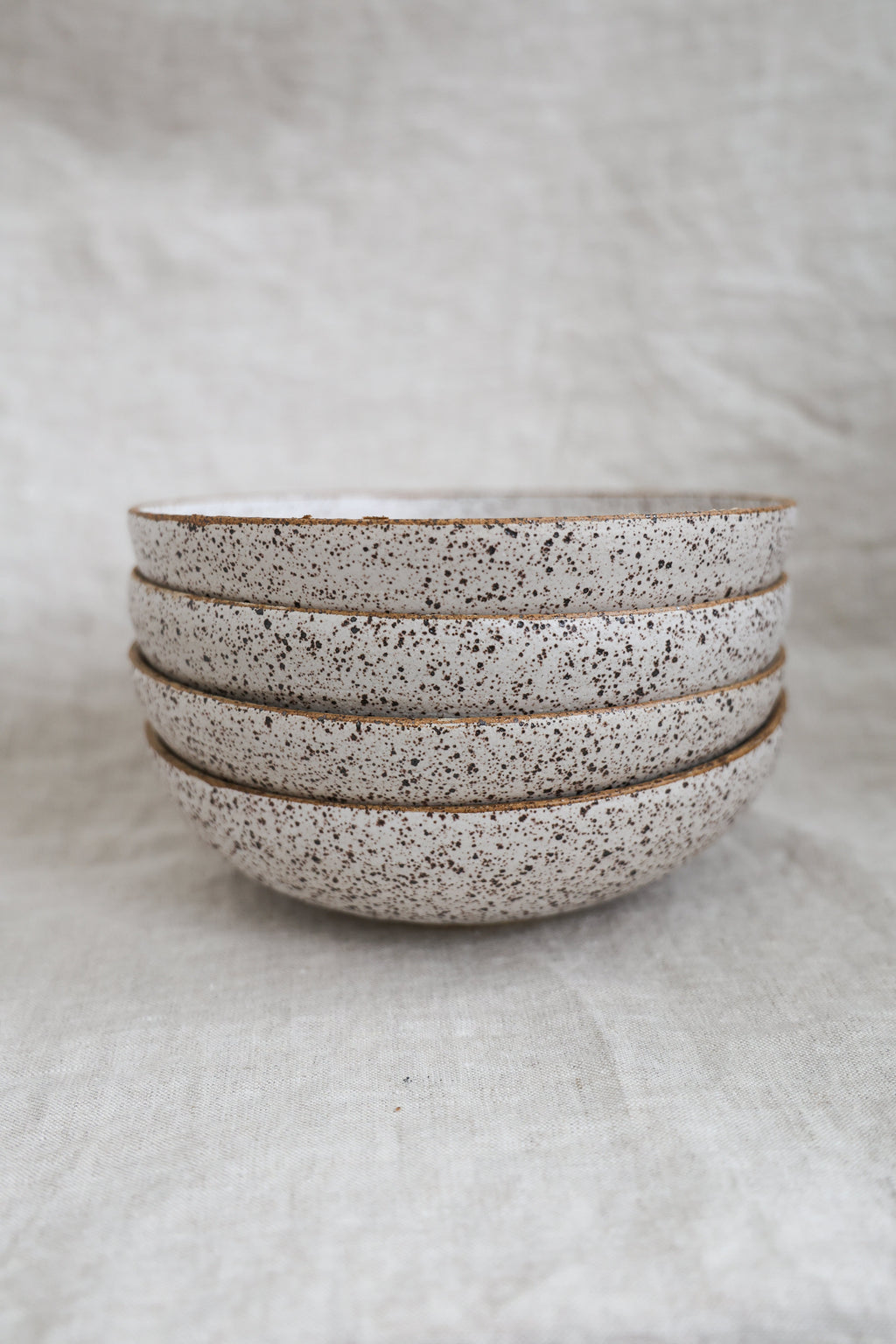 Speckled Matte White Handmade Pasta Bowls