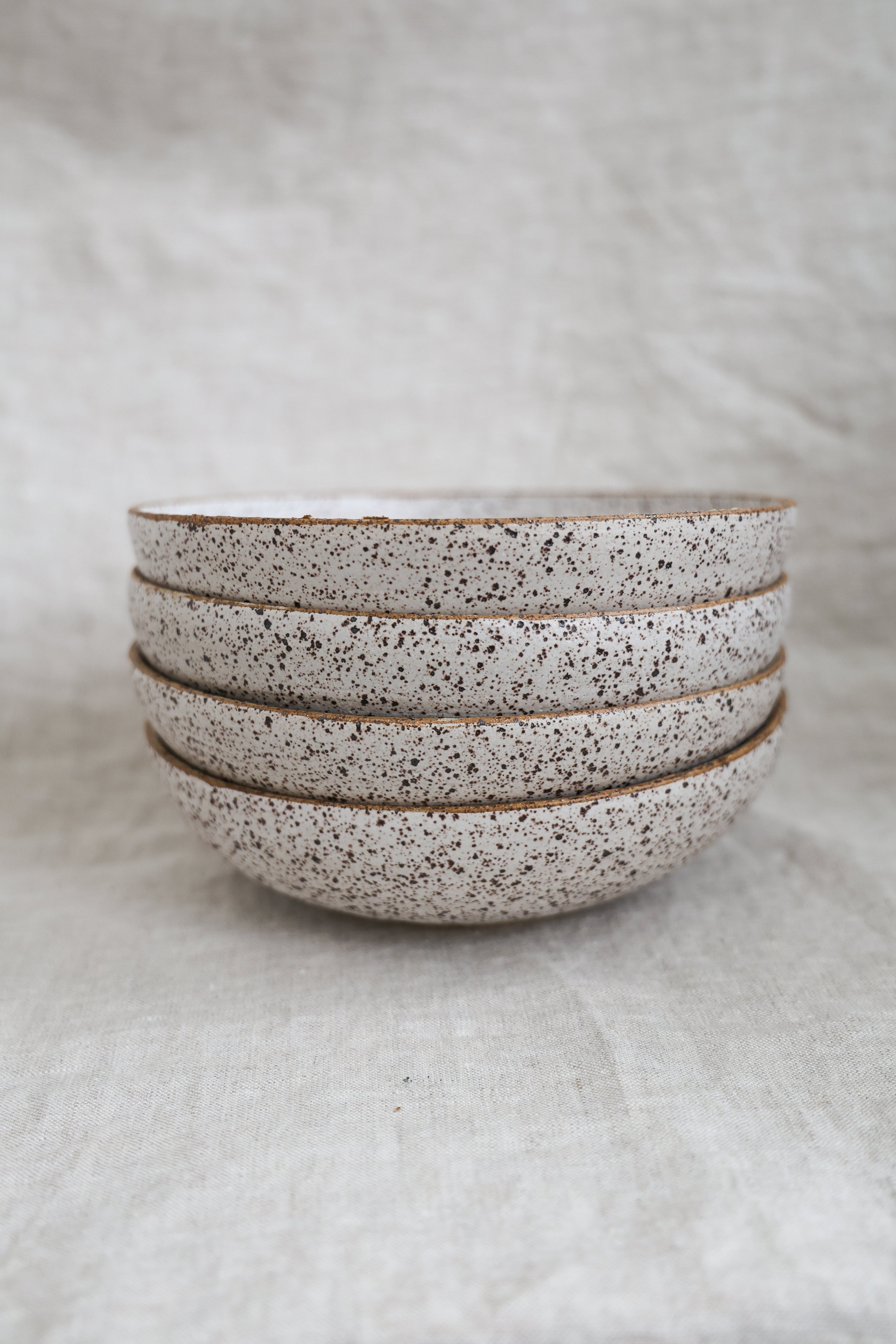 Speckled Matte White Handmade Pasta Bowls