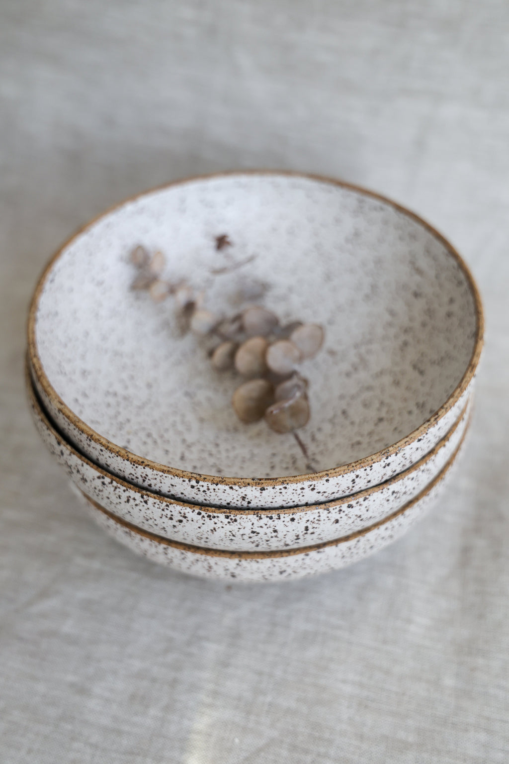 Speckled Matte White Handmade Pasta Bowls