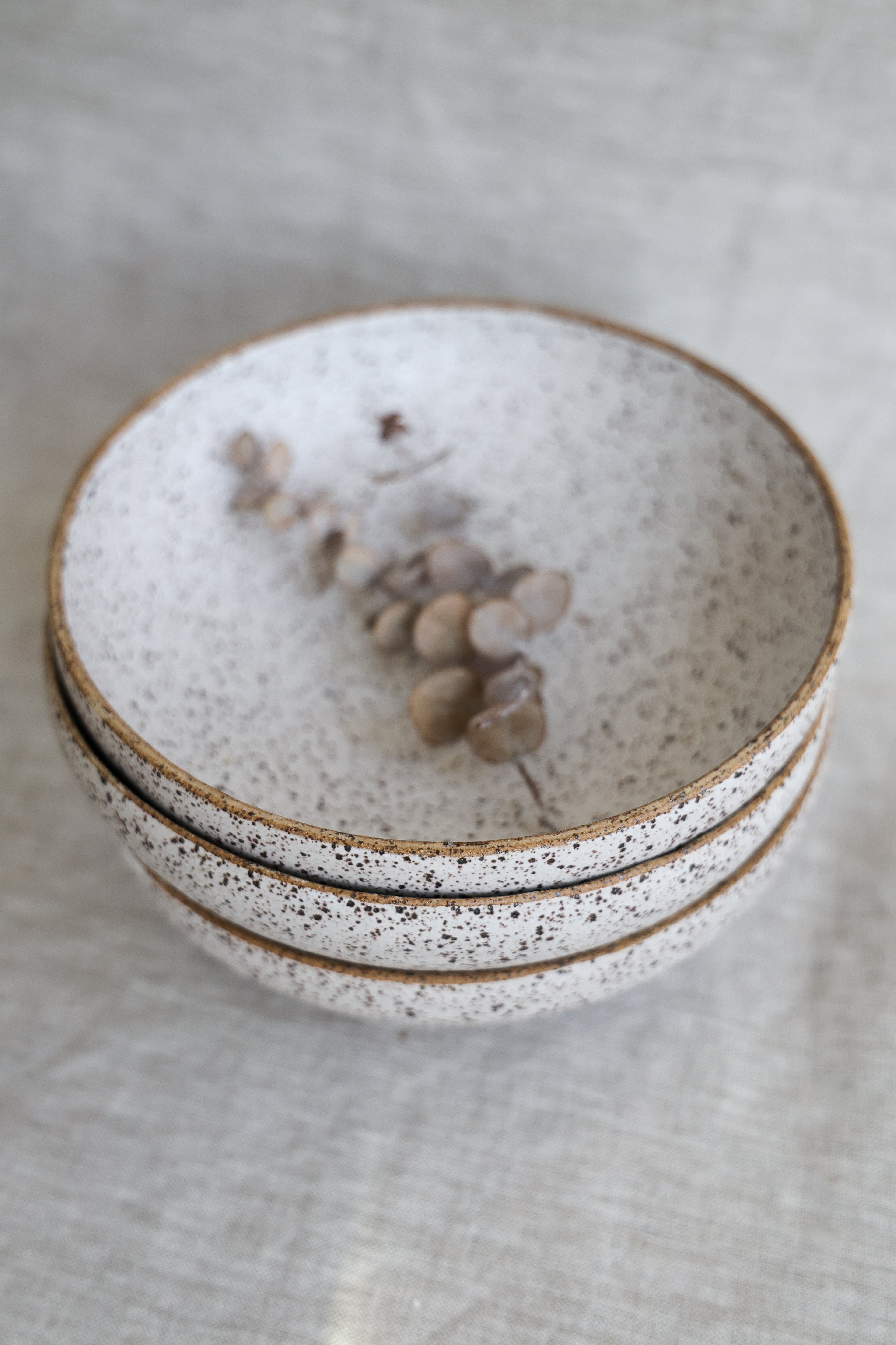 Speckled Matte White Handmade Pasta Bowls