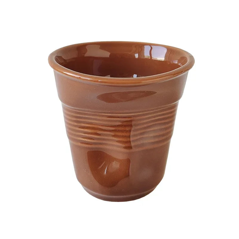 Korean Style Ceramic Coffee Mug with Nordic Wrinkle Design