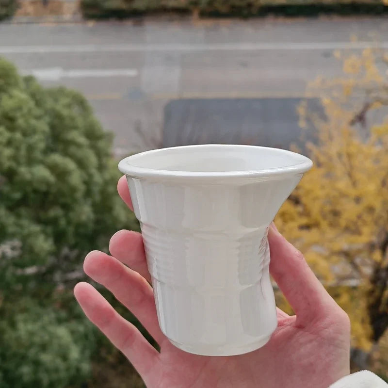 Korean Style Ceramic Coffee Mug with Nordic Wrinkle Design