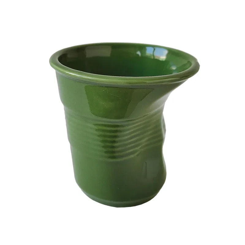 Korean Style Ceramic Coffee Mug with Nordic Wrinkle Design