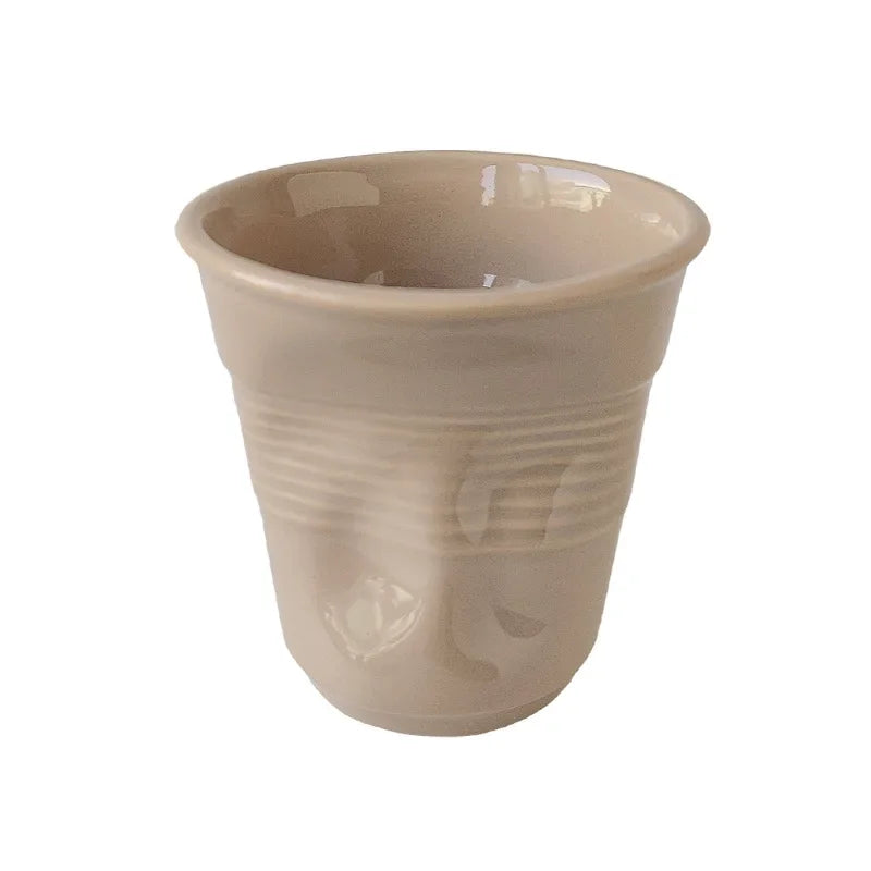 Korean Style Ceramic Coffee Mug with Nordic Wrinkle Design
