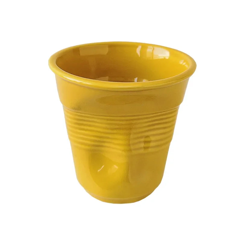 Korean Style Ceramic Coffee Mug with Nordic Wrinkle Design