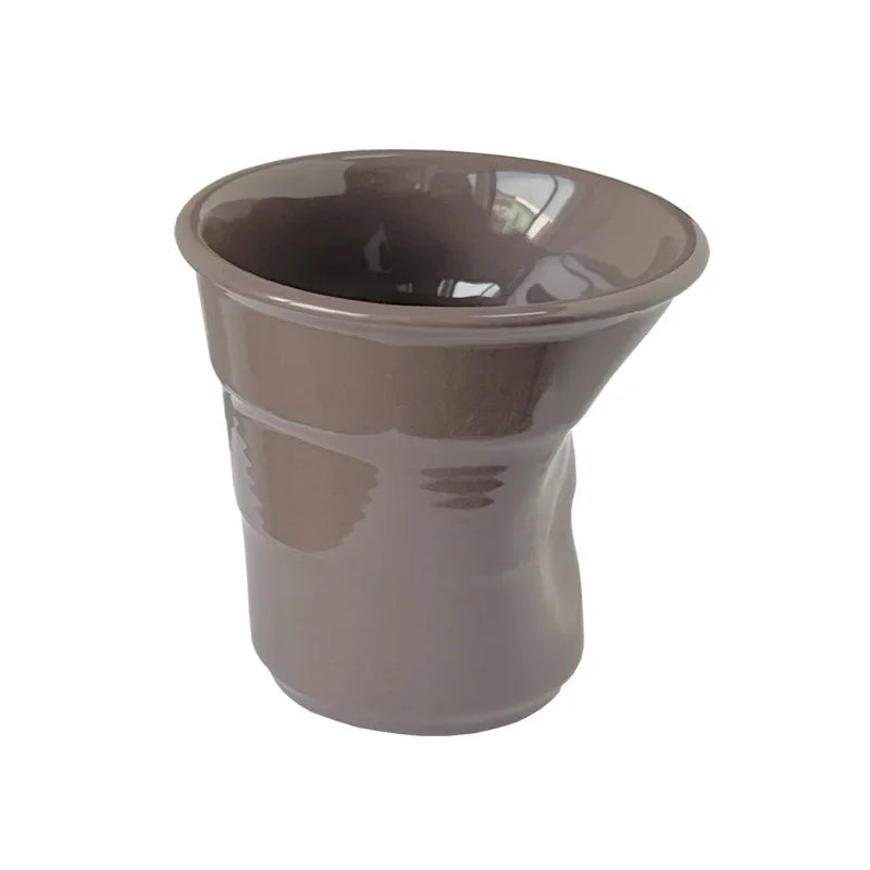 Korean Style Ceramic Coffee Mug with Nordic Wrinkle Design