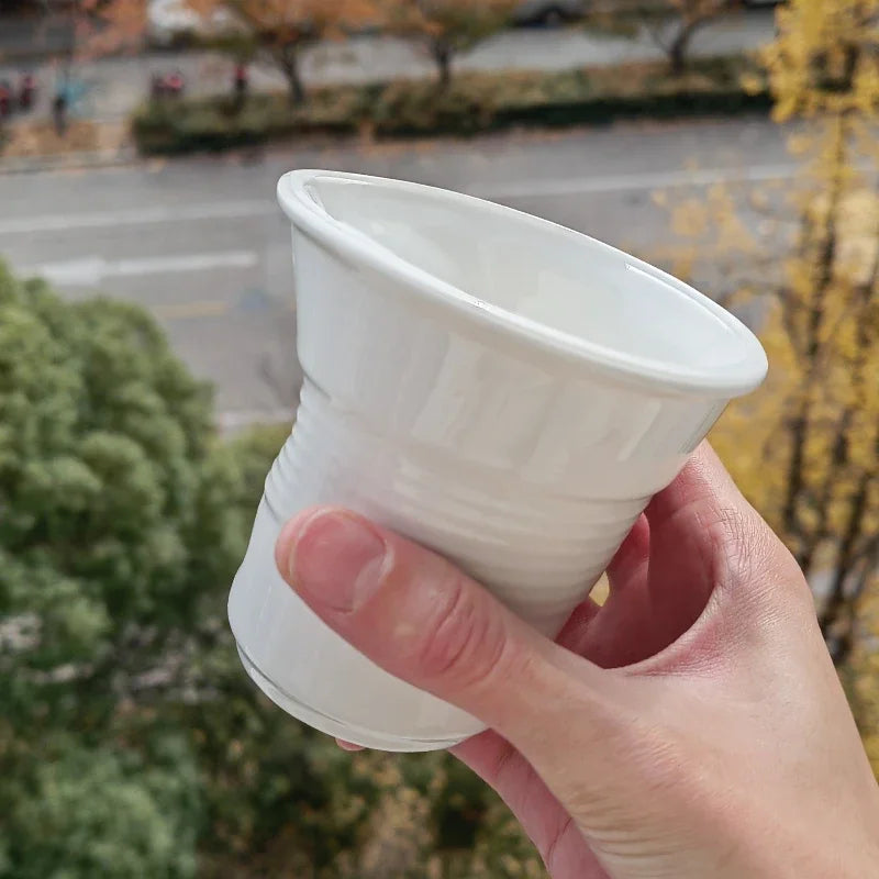 Korean Style Ceramic Coffee Mug with Nordic Wrinkle Design