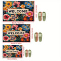 Floral Area Rug & Doormat with Non-Slip Backing