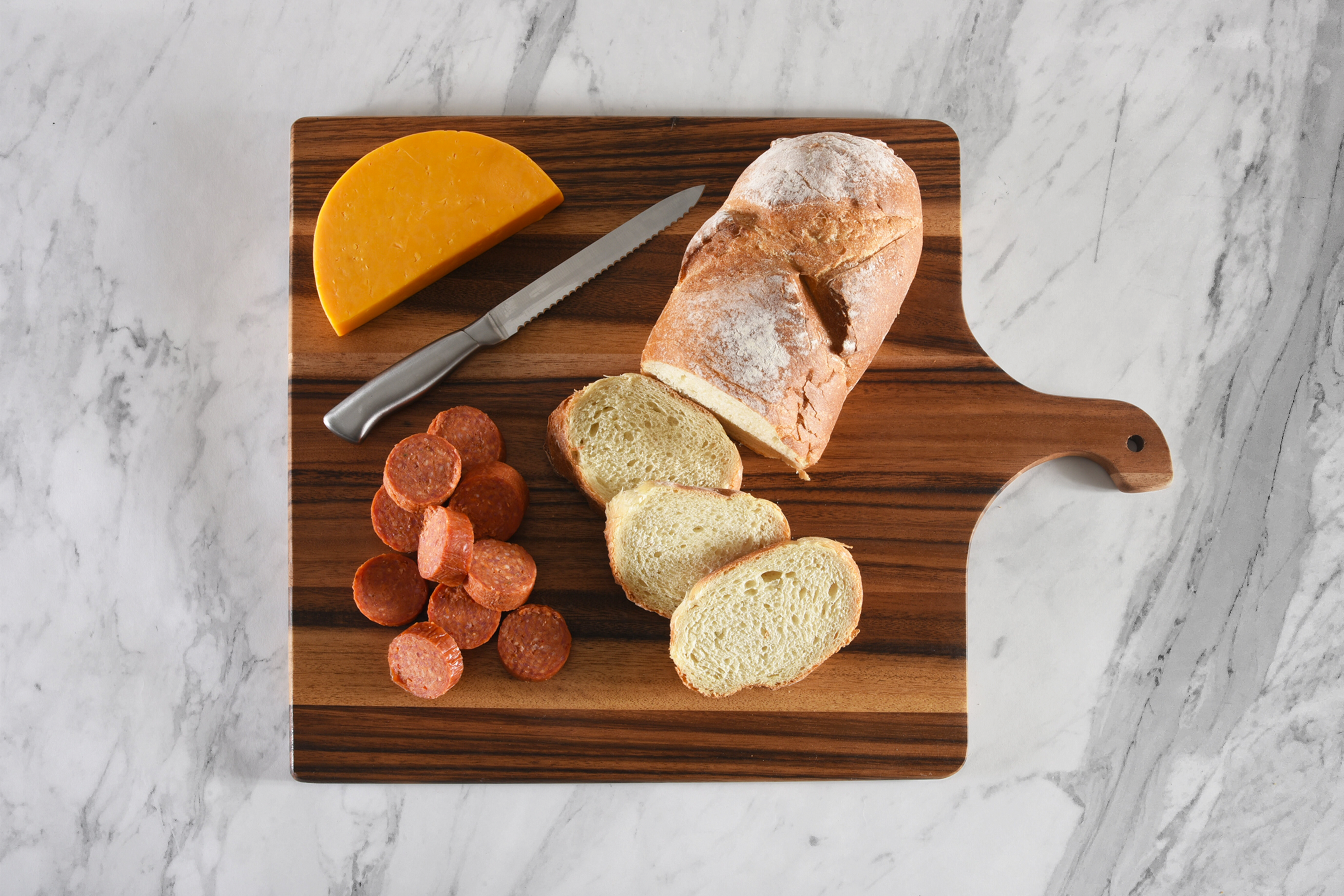 Square Acacia Wood Cutting & Charcuterie Board with Handle
