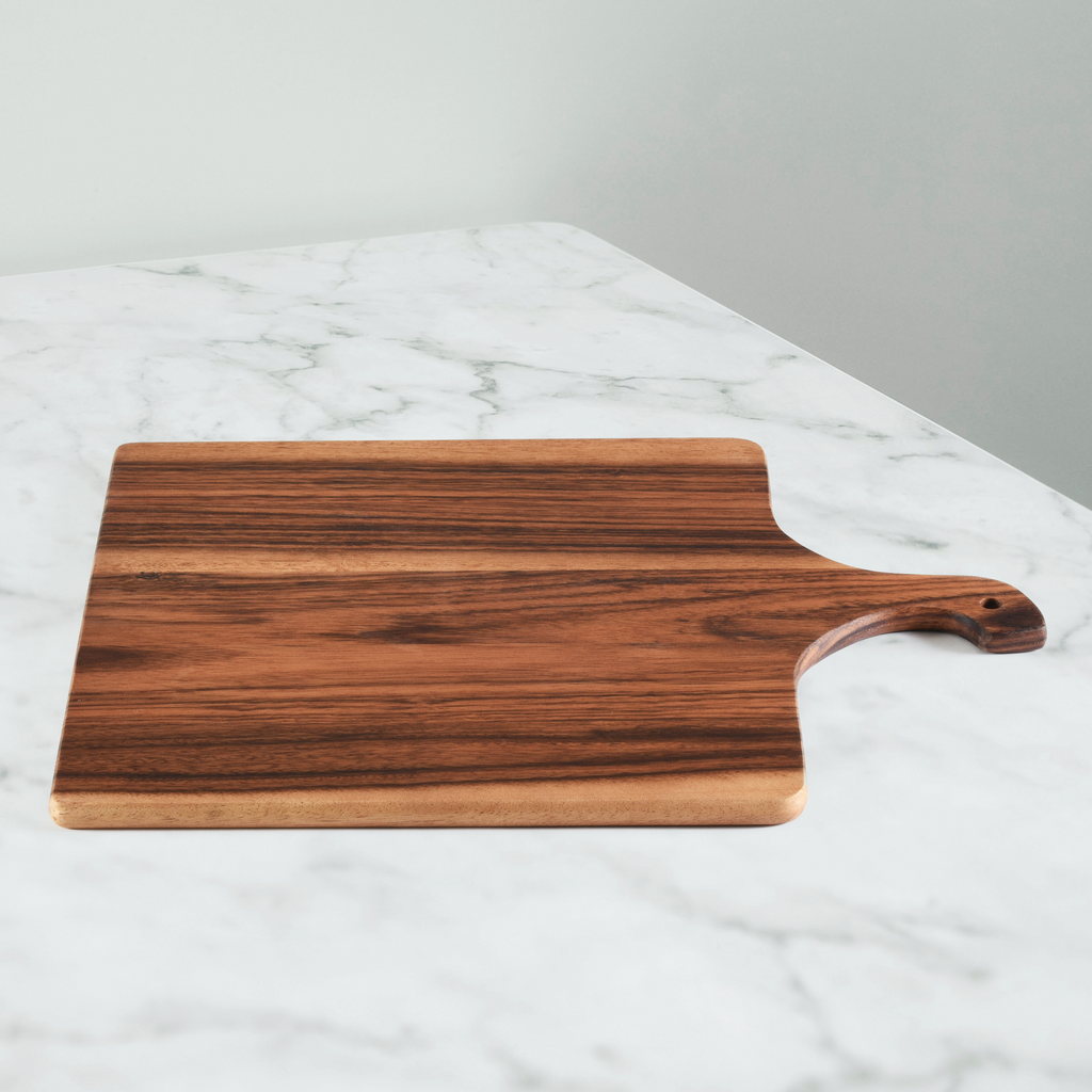 Square Acacia Wood Cutting & Charcuterie Board with Handle