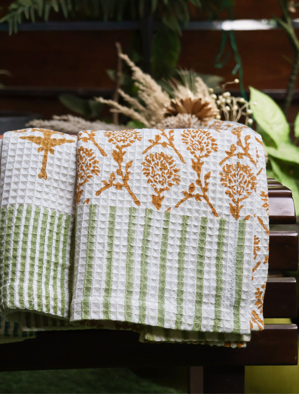 Nikhar Cotton Waffle Kitchen Towel - Tawny Orange