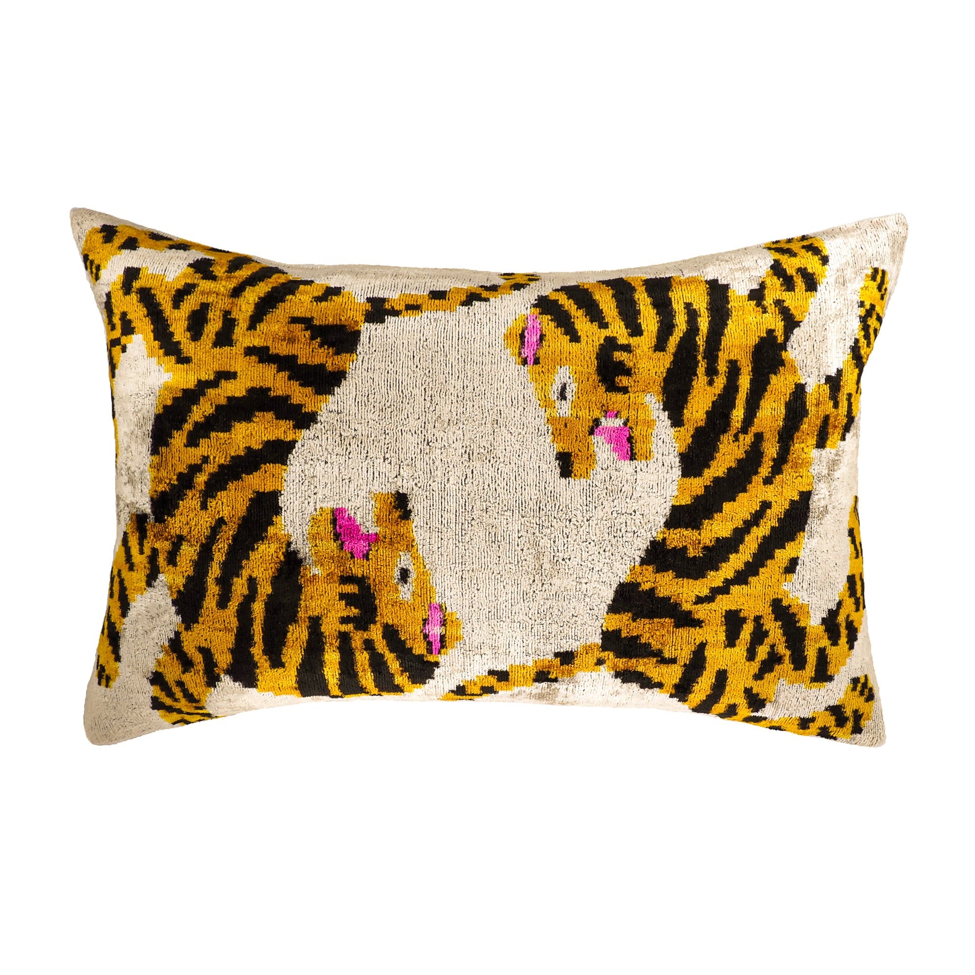 Bengali Silk Velvet Ikat Throw Pillow Cover