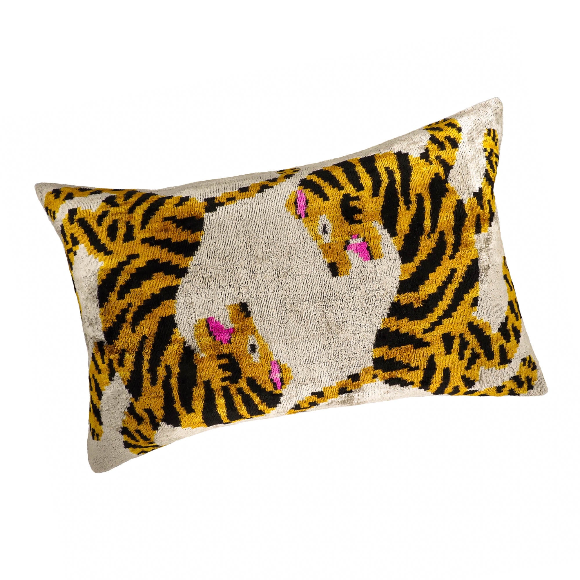 Bengali Silk Velvet Ikat Throw Pillow Cover