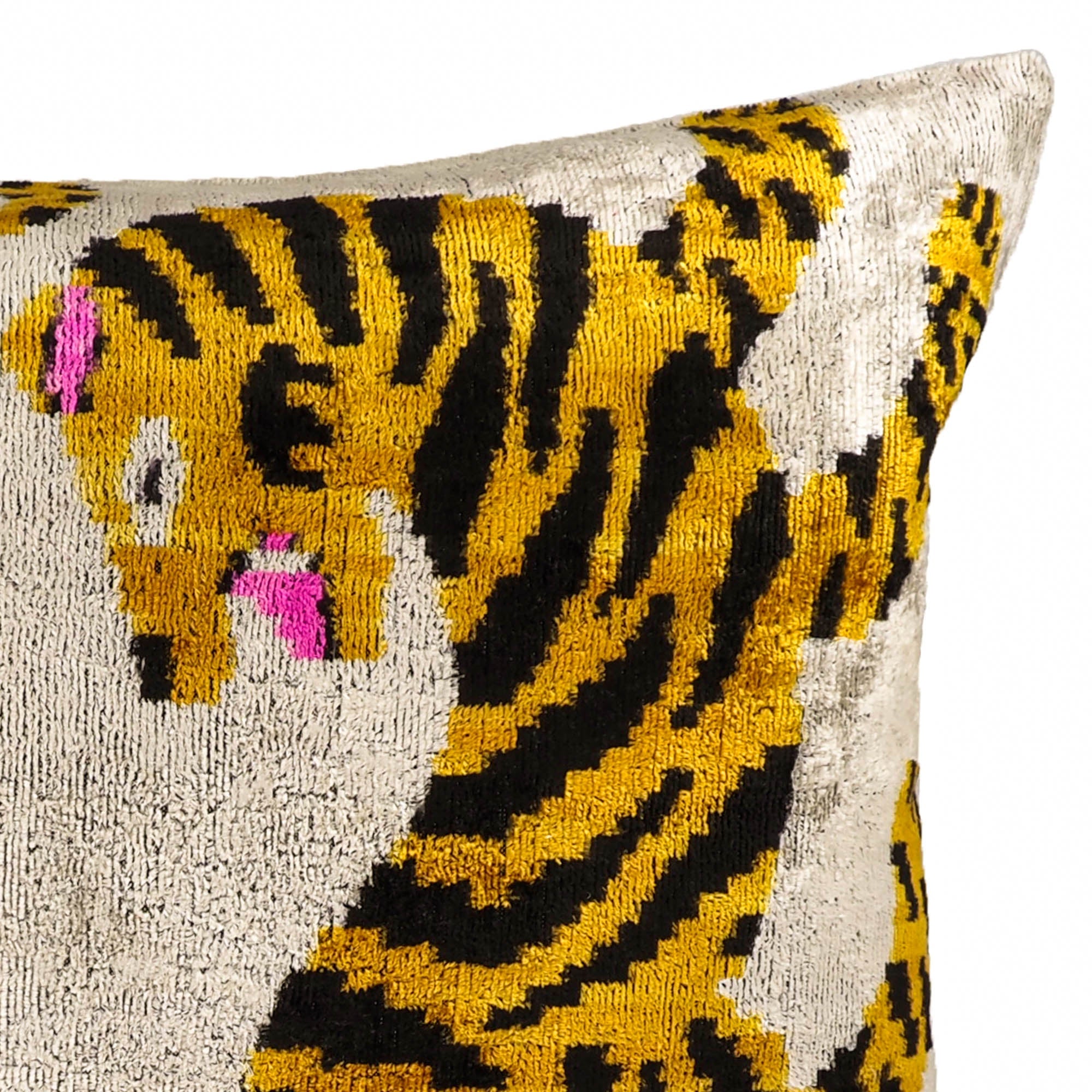 Bengali Silk Velvet Ikat Throw Pillow Cover