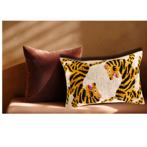 Bengali Silk Velvet Ikat Throw Pillow Cover