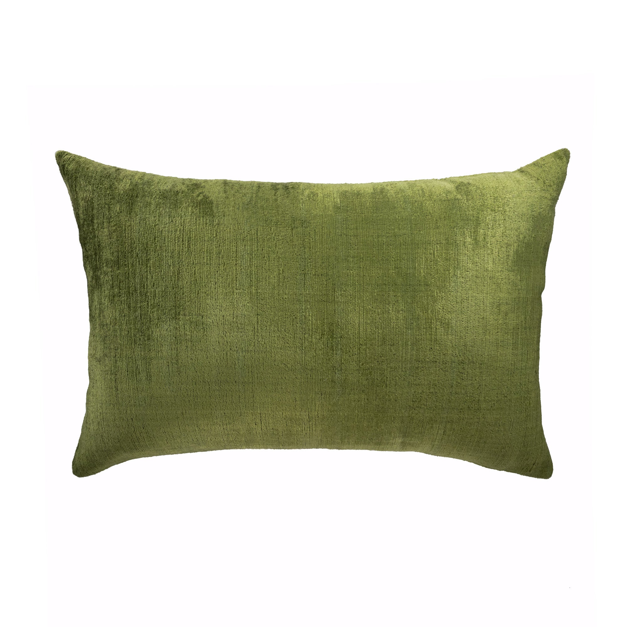 Olive Green Silk Velvet Ikat Pillow Cover